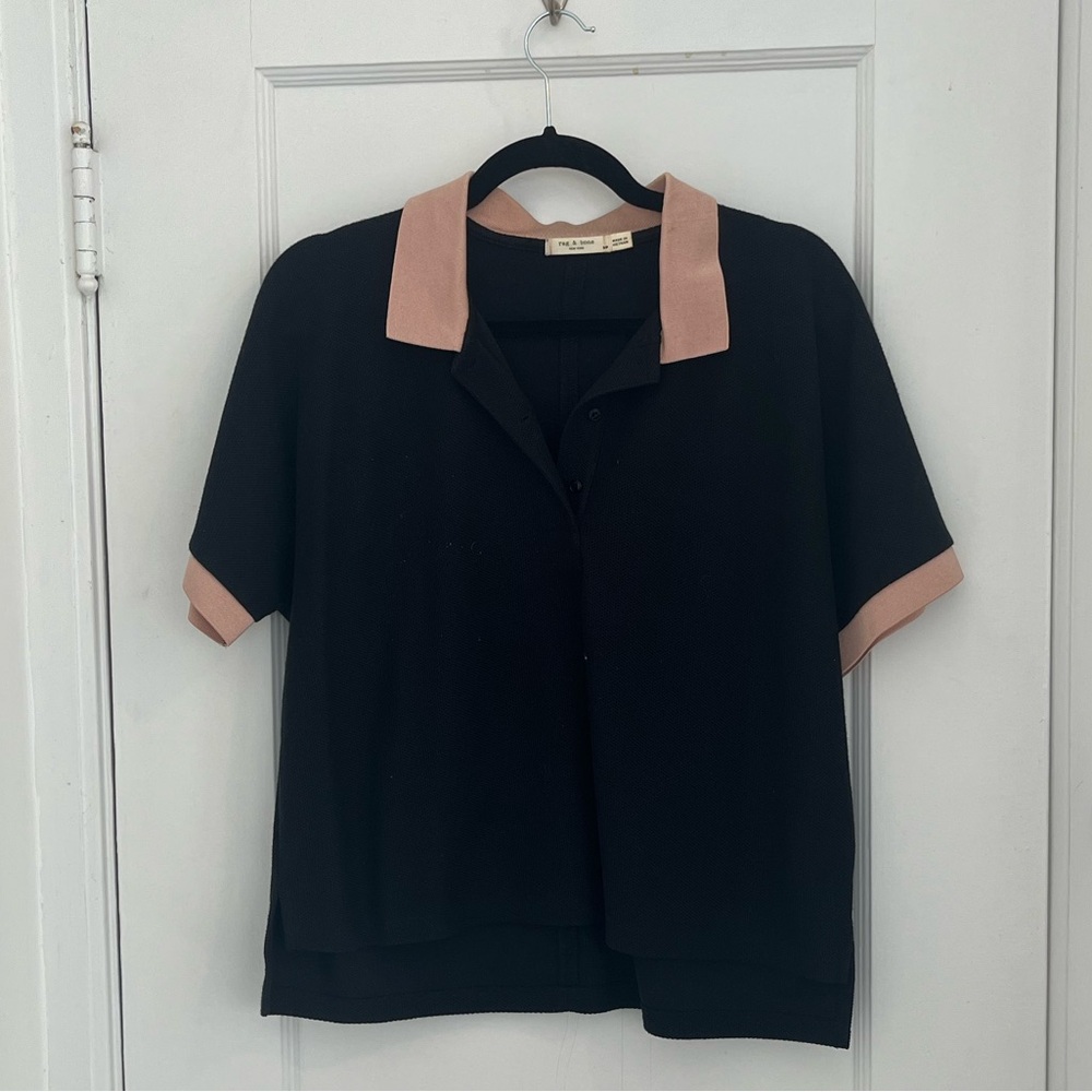 Rag & Bone black short sleeve collared shirt, size small